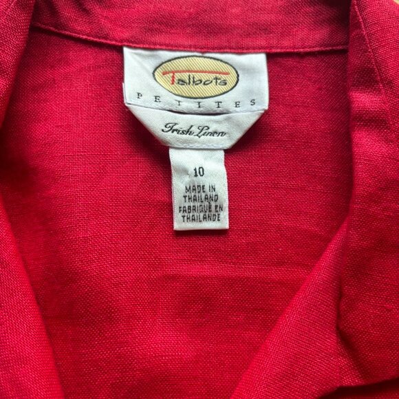 Talbots 100% Irish Linen Red Button Down Blouse Size 10 Petite - Picture 3 of 4